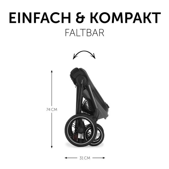 Hauck 4in1 Kinderwagen-Set Walk N Care Trio Set inkl. i-Size Babyschale & Isofix Base & XXL Zubehörset - Dark Grey