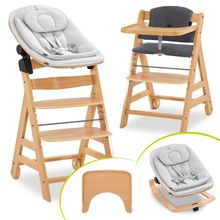 5-pcs Alpha Move Newborn Set - Highchair + Bouncer 2in1 Eco + Tray + Highchair Cushion Deluxe - Natur