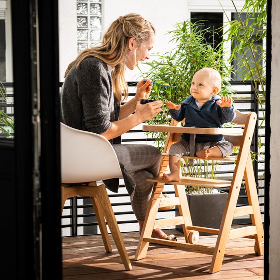 Hauck 5-tlg. Alpha Move Newborn Set - Hochstuhl + Bouncer 2in1 + Essbrett + Hochstuhlauflage Deluxe - Natur