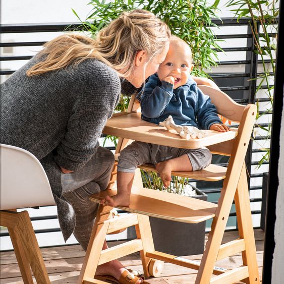 Hauck 5-pc Alpha Move Saver Set - High Chair + Tray + Seat Cushion Leaves Mint + 2x Silicone Plates - Nature