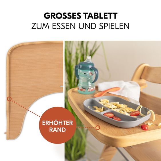 Hauck 5-pc Alpha Move Saver Set - High Chair + Tray + Seat Cushion Leaves Mint + 2x Silicone Plates - Nature