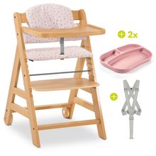 5-pc Alpha Move Saver Set - in the value set incl. feeding board + seat cushion Flowers Rose + 2x silicone plates - Nature