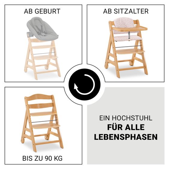 Hauck 5-pc Alpha Move Saver Set - in the value set incl. feeding board + seat cushion Flowers Rose + 2x silicone plates - Nature