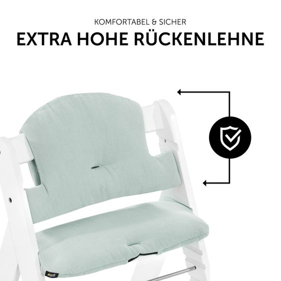 Hauck 5-tlg. Essbrett-Set für Alpha Plus - Click Tray + Sitzkissen + GRATIS 2x Silikon-Teller - Grey Muslin Mint