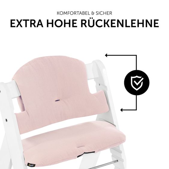 Hauck 5-tlg. Essbrett-Set für Alpha Plus - Click Tray + Sitzkissen + GRATIS 2x Silikon-Teller - Grey Muslin Rose