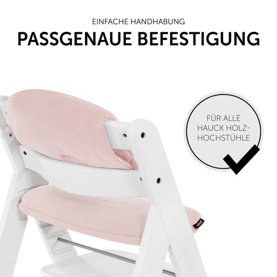 Hauck 5-tlg. Essbrett-Set für Alpha Plus - Click Tray + Sitzkissen + GRATIS 2x Silikon-Teller - Grey Muslin Rose