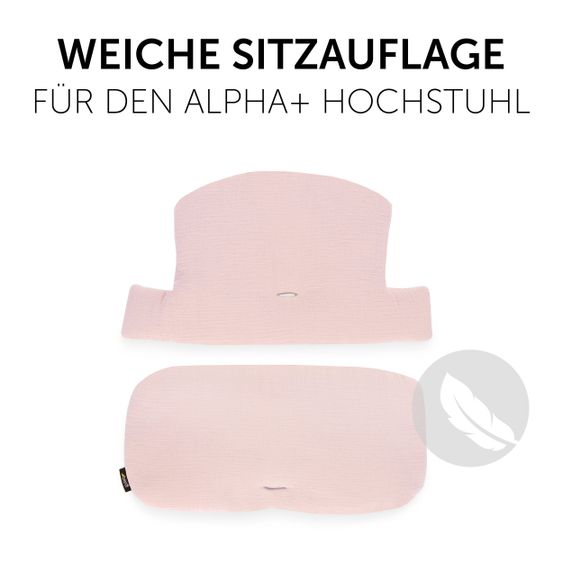 Hauck 5-tlg. Essbrett-Set für Alpha Plus - Click Tray + Sitzkissen + GRATIS 2x Silikon-Teller - Grey Muslin Rose