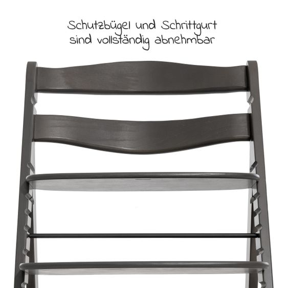 Hauck Alpha Charcoal Select Newborn Set - 4-tlg. Hochstuhl + Aufsatz & Wippe Premium (verstellbar) Nordic Grey + Sitzpolster
