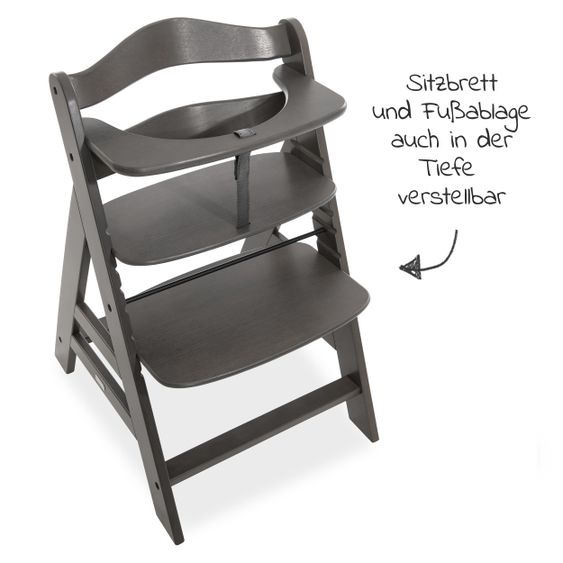 Hauck Alpha Charcoal Selectline Newborn Set Deluxe - 4-tlg. Hochstuhl + 2in1 Neugeborenenaufsatz (verstellbar) + Sitzpolster