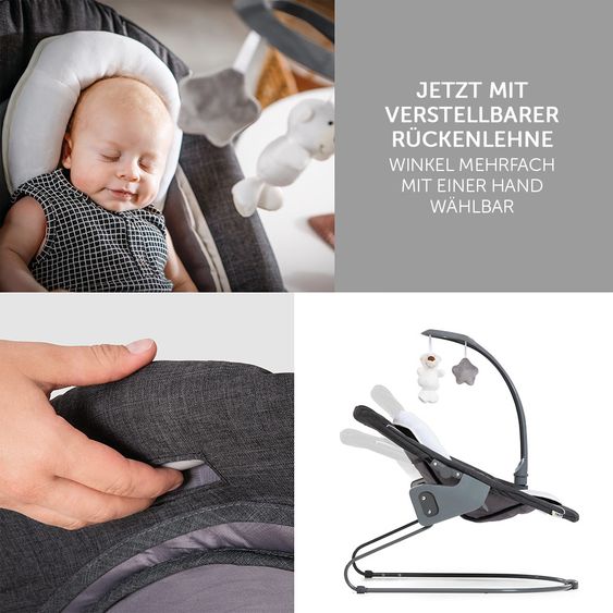 Hauck Alpha Charcoal Selectline Newborn Set Deluxe - 4-tlg. Hochstuhl + 2in1 Neugeborenenaufsatz (verstellbar) + Sitzpolster