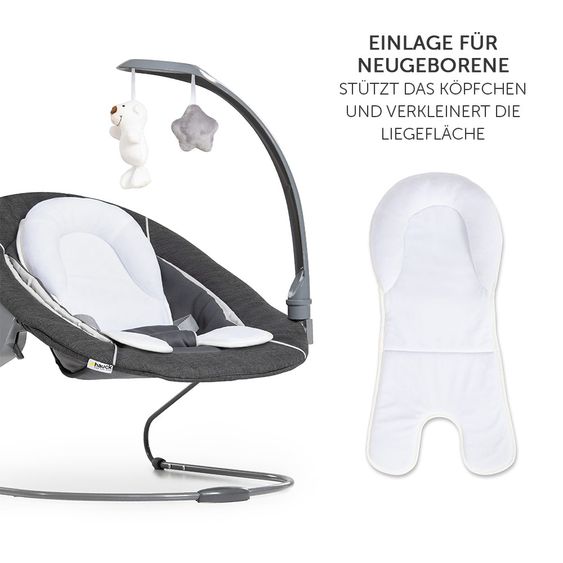 Hauck Alpha Charcoal Selectline Newborn Set Deluxe - 4-tlg. Hochstuhl + 2in1 Neugeborenenaufsatz (verstellbar) + Sitzpolster