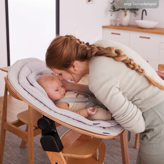 Hauck Alpha Move 5-tlg. Newborn Set - Hochstuhl + Aufsatz & Wippe Eco + Essbrett + Sitzkissen Deluxe - Light Grey - Natur