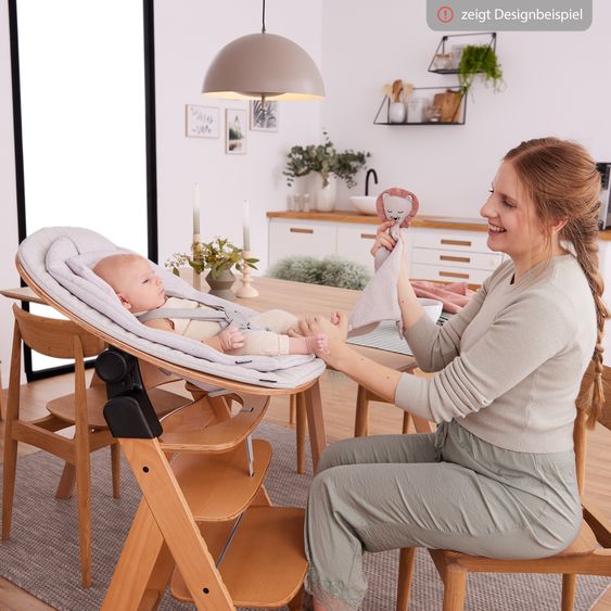 Hauck Alpha Move 5-tlg. Newborn Set - Hochstuhl + Aufsatz & Wippe Eco + Essbrett + Sitzkissen Deluxe - Light Grey - Natur