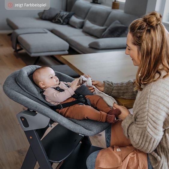 Hauck Alpha Move 5-tlg. Newborn Set - Hochstuhl + Aufsatz & Wippe Premium + Essbrett + Sitzkissen Deluxe - Light Grey - Natur