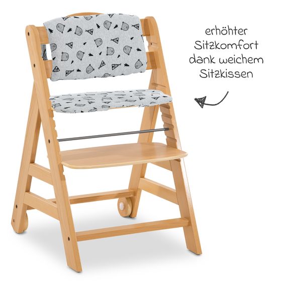 Hauck Alpha Move Natur 5-tlg. Newbornset Light Grey - Hochstuhl + Neugeborenenaufsatz & Wippe + Essbrett + Sitzkissen Nordic Grey