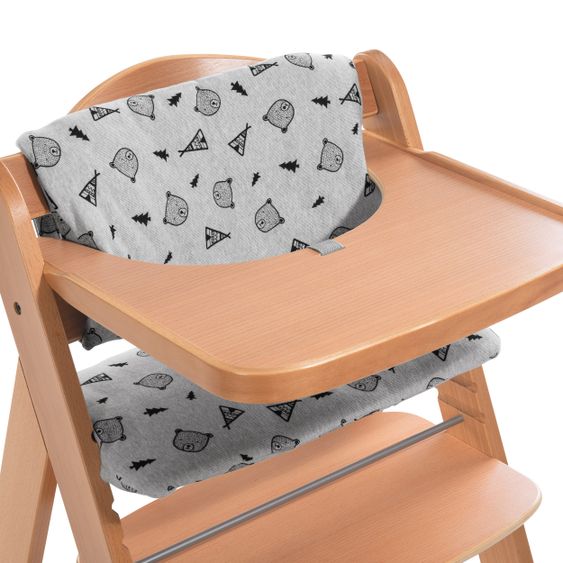 Hauck Alpha Move Natur Newborn Set - 5-tlg. Hochstuhl + Aufsatz & Wippe Premium, Essbrett, Sitzkissen - Nordic Grey