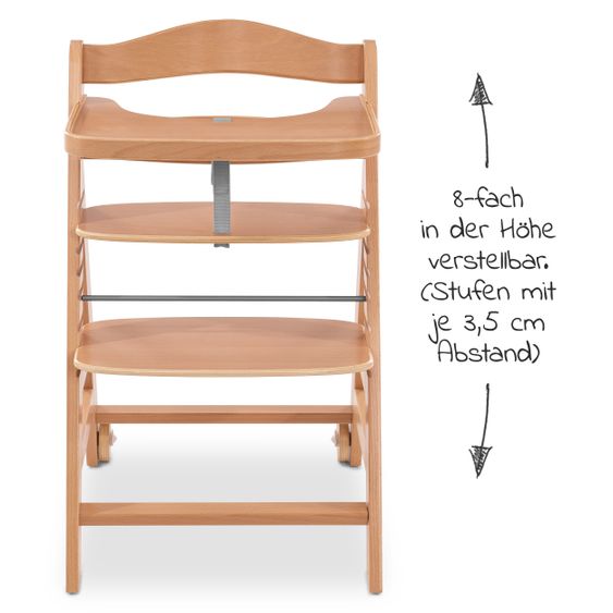 Hauck Alpha Move Natur Newborn Set - 5-tlg. Hochstuhl + Aufsatz & Wippe Premium, Essbrett, Sitzkissen - Nordic Grey