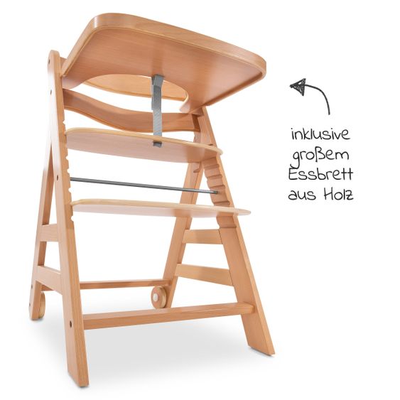 Hauck Alpha Move Natur Newborn Set - 5-tlg. Hochstuhl + Aufsatz & Wippe Premium, Essbrett, Sitzkissen - Nordic Grey
