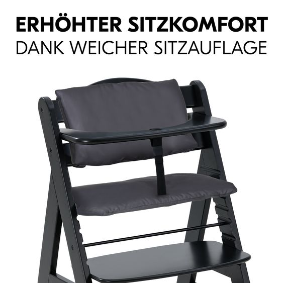 Hauck Alpha Plus 4-pcs Newborn Set - Highchair + 2in1 Newborn Attachment & Deluxe Rocker + Deluxe Seat Cushion - Black