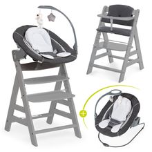 Alpha Plus 4-pc. Newborn Set - Highchair + 2in1 Newborn Attachment & Deluxe Rocker + Deluxe Seat Cushion - Grey