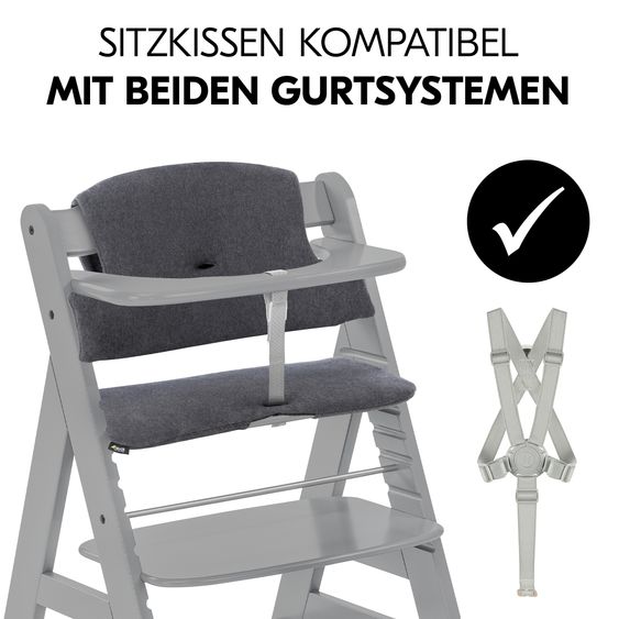 Hauck Alpha Plus 4-tlg. Newborn Set - Hochstuhl + 2in1 Neugeborenenaufsatz & Wippe Deluxe + Sitzkissen Deluxe - Melange Grey - Grey