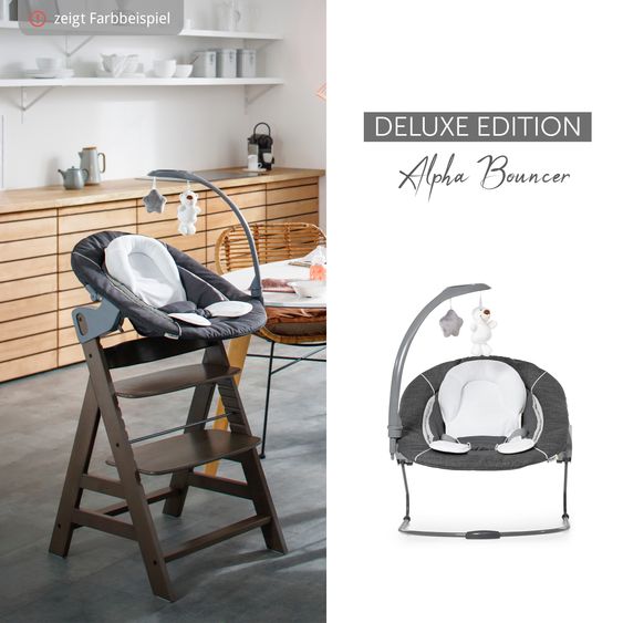 Hauck Alpha Plus 4-pcs Newborn Set - Highchair + 2in1 Newborn Attachment & Deluxe Rocker + Deluxe Seat Cushion - Mint