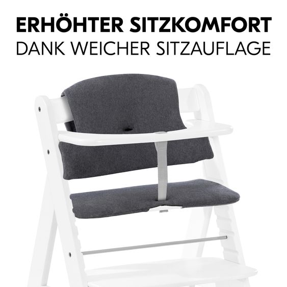 Hauck Alpha Plus Set Nouveau-Né 4 Pièces - Chaise Haute + 2in1 Adaptateur Nouveau-Né & Transat Deluxe + Coussin De Siège Deluxe - Blanc
