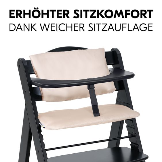 Hauck Alpha Plus 4-pc. Newborn Set - Highchair + 2in1 Newborn Insert & Deluxe Rocker + Deluxe Seat Cushion - Black