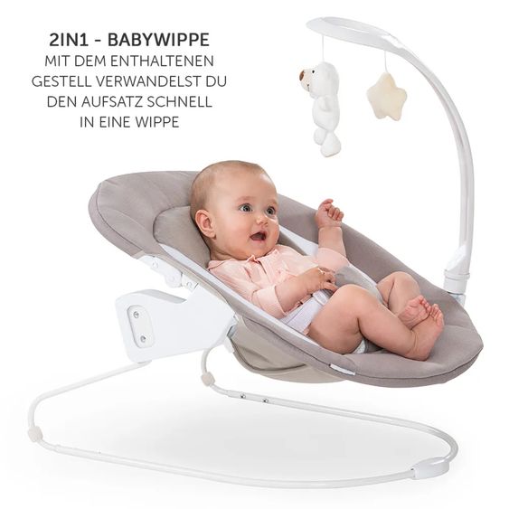 Hauck Alpha Plus Set Newborn 4 pz. - Seggiolone + 2in1 Riduttore Neonato & Dondolo Deluxe + Cuscino Deluxe - Sabbia - Noce