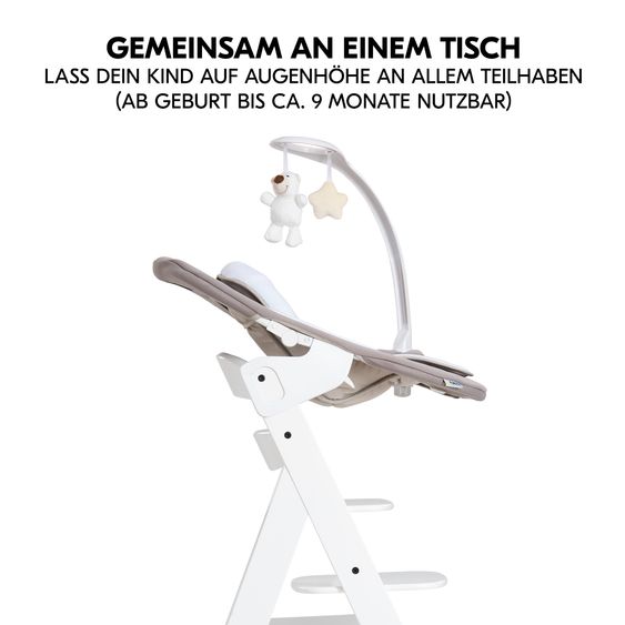 Hauck Alpha Plus 4-pc. Newborn Set - Highchair + 2in1 Newborn Insert & Deluxe Rocker + Deluxe Seat Cushion - White