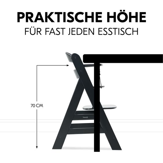 Hauck Alpha Plus 4-pcs Newborn Set - High chair + 2in1 newborn insert & rocker Eco + deluxe seat cushion - Black