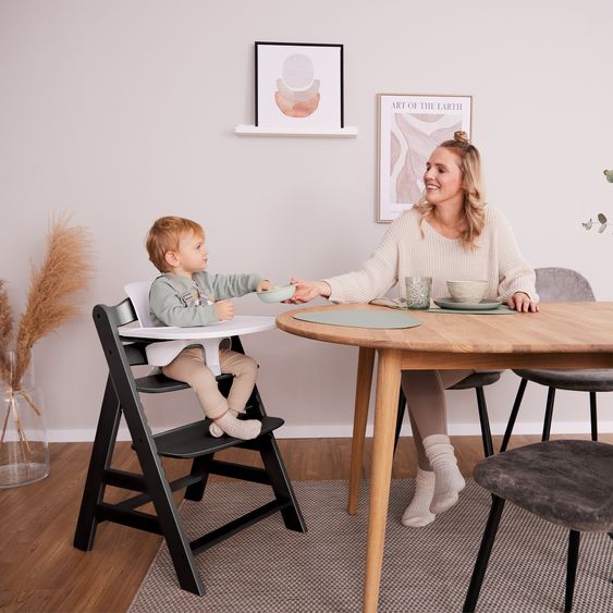 Hauck Alpha Plus 4-pcs Newborn Set - High chair + 2in1 newborn insert & rocker Eco + deluxe seat cushion - Black