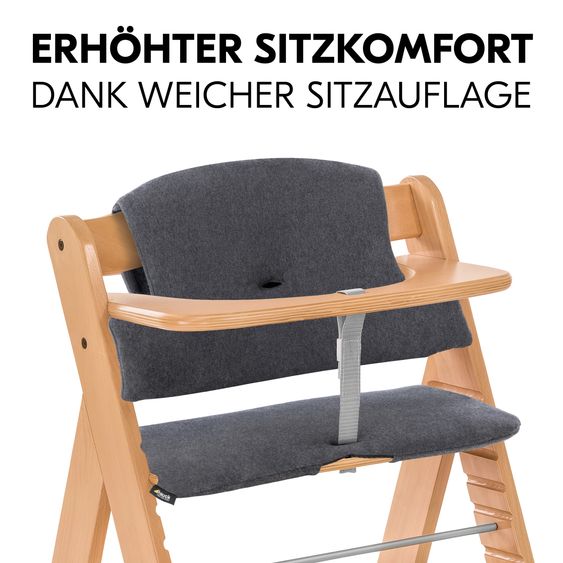 Hauck Alpha Plus 4-pcs Newborn Set - High chair + 2in1 newborn insert & rocker Eco + deluxe seat cushion - Nature