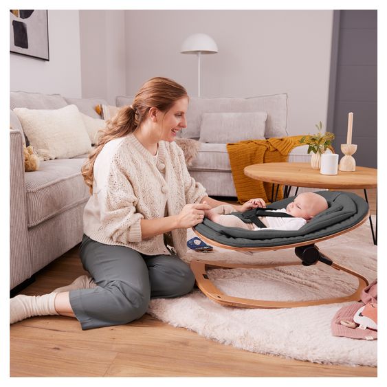 Hauck Alpha Plus 4-pcs Newborn Set - High chair + 2in1 newborn insert & rocker Eco + deluxe seat cushion - Nature