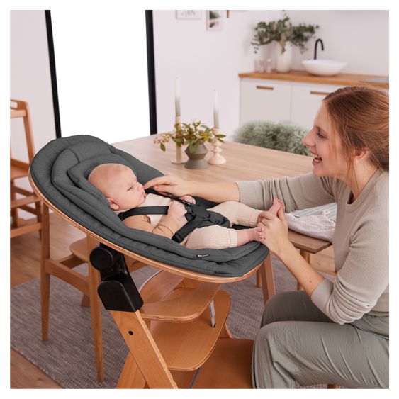 Hauck Alpha Plus 4-pcs Newborn Set - High chair + 2in1 newborn insert & rocker Eco + deluxe seat cushion - Nature