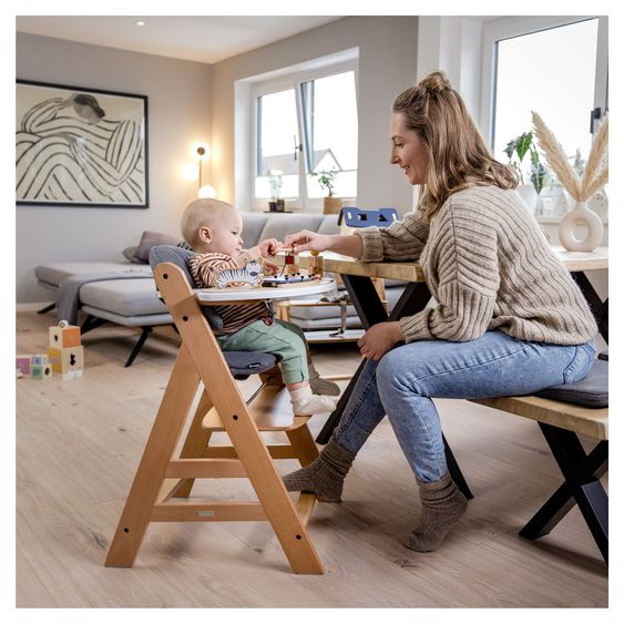 Hauck Alpha Plus Set Newborn 4 pz. - Seggiolone + 2in1 Riduttore Neonati & Dondolo Eco + Cuscino Deluxe - Deep Grey - Natur