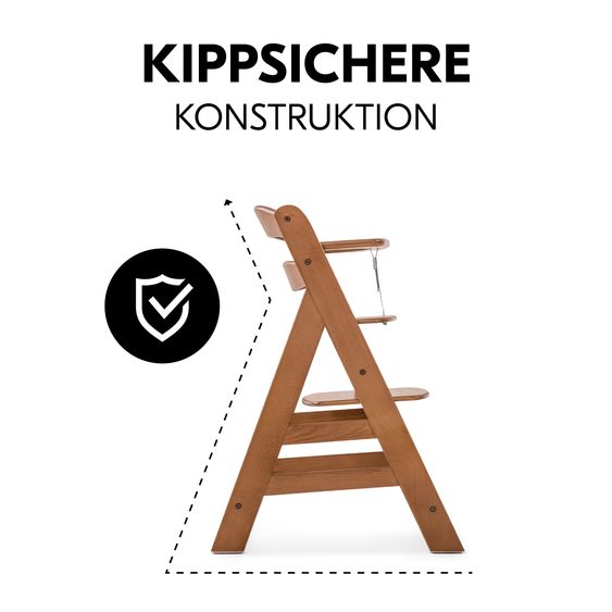 Hauck Alpha Plus 4-pcs Newborn Set - High chair + 2in1 newborn insert & rocker Eco + deluxe seat cushion - Walnut