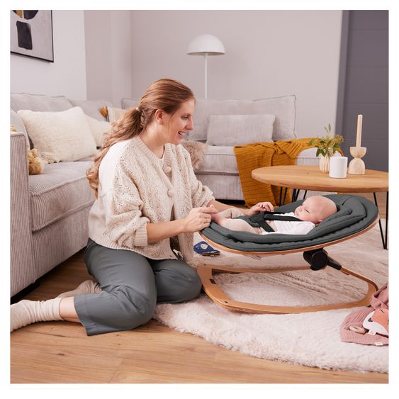 Hauck Alpha Plus 4-pcs Newborn Set - High chair + 2in1 newborn insert & rocker Eco + deluxe seat cushion - Walnut