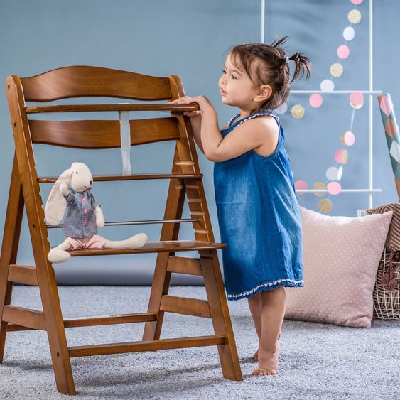 Hauck Alpha Plus 4-pcs Newborn Set - High chair + 2in1 newborn insert & rocker Eco + deluxe seat cushion - Walnut
