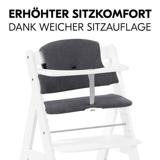Hauck Alpha Plus 4-pcs Newborn Set - High chair + 2in1 newborn insert & rocker Eco + deluxe seat cushion - White