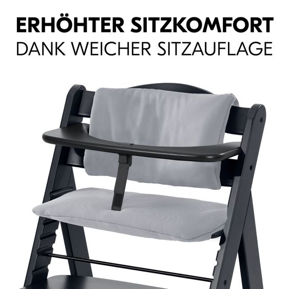 Hauck Alpha Plus 4-pc. Newborn Set - High chair + 2in1 newborn insert & rocker Eco + deluxe seat cushion - Black