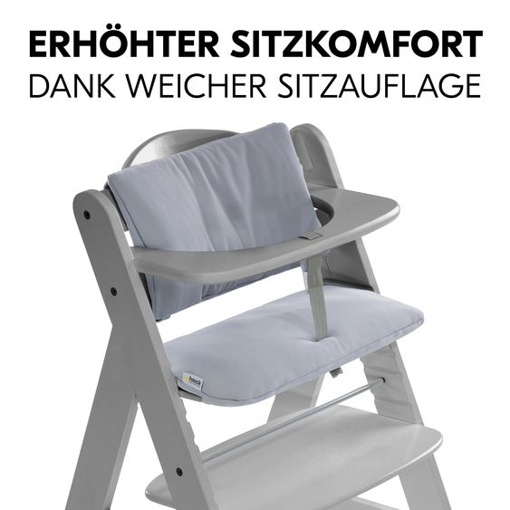 Hauck Alpha Plus 4-pc. Newborn Set - High chair + 2in1 newborn insert & rocker Eco + deluxe seat cushion - Grey