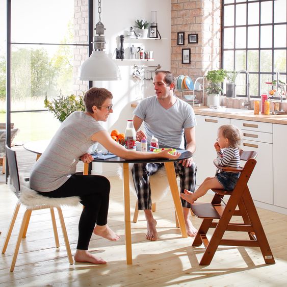 Hauck Alpha Plus 4-pc. Newborn Set - High chair + 2in1 newborn insert & rocker Eco + deluxe seat cushion - Walnut
