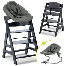 Alpha Plus 4-pc. Newborn Set - Highchair + 2in1 Newborn Insert & Rocker Premium + Seat Cushion Deluxe - Black
