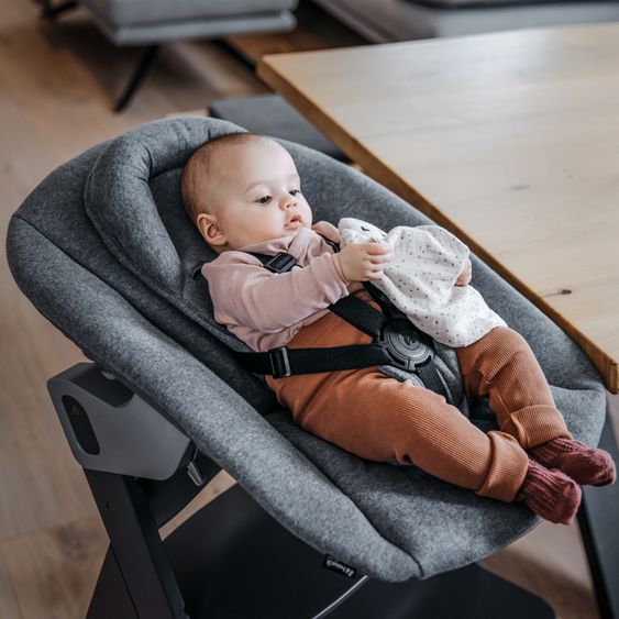 Hauck Alpha Plus Set Newborn 4 pz. Seggiolone + 2in1 Adattatore Neonato & Dondolo Premium + Cuscino Seduta Deluxe - Nero