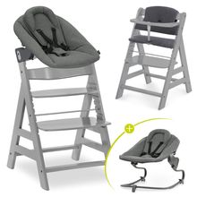 Alpha Plus 4-pc. Newborn Set - Highchair + 2in1 Newborn Insert & Rocker Premium + Seat Cushion Deluxe - Grey