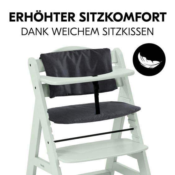Hauck Alpha Plus 4-pcs Newborn Set - Highchair + 2in1 Newborn Insert & Rocker Premium + Seat Cushion Deluxe - Dark Grey - Mint