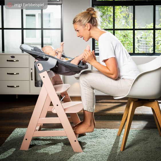 Hauck Alpha Plus 4-pcs Newborn Set - Highchair + 2in1 Newborn Insert & Rocker Premium + Seat Cushion Deluxe - Dark Grey - Mint