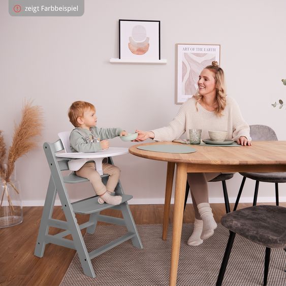 Hauck Alpha Plus 4-pcs Newborn Set - Highchair + 2in1 Newborn Insert & Rocker Premium + Seat Cushion Deluxe - Dark Grey - Mint