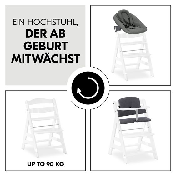 Hauck Alpha Plus Set Newborn 4 pz. Seggiolone + 2in1 Adattatore Neonato & Dondolo Premium + Cuscino Seduta Deluxe - Natur